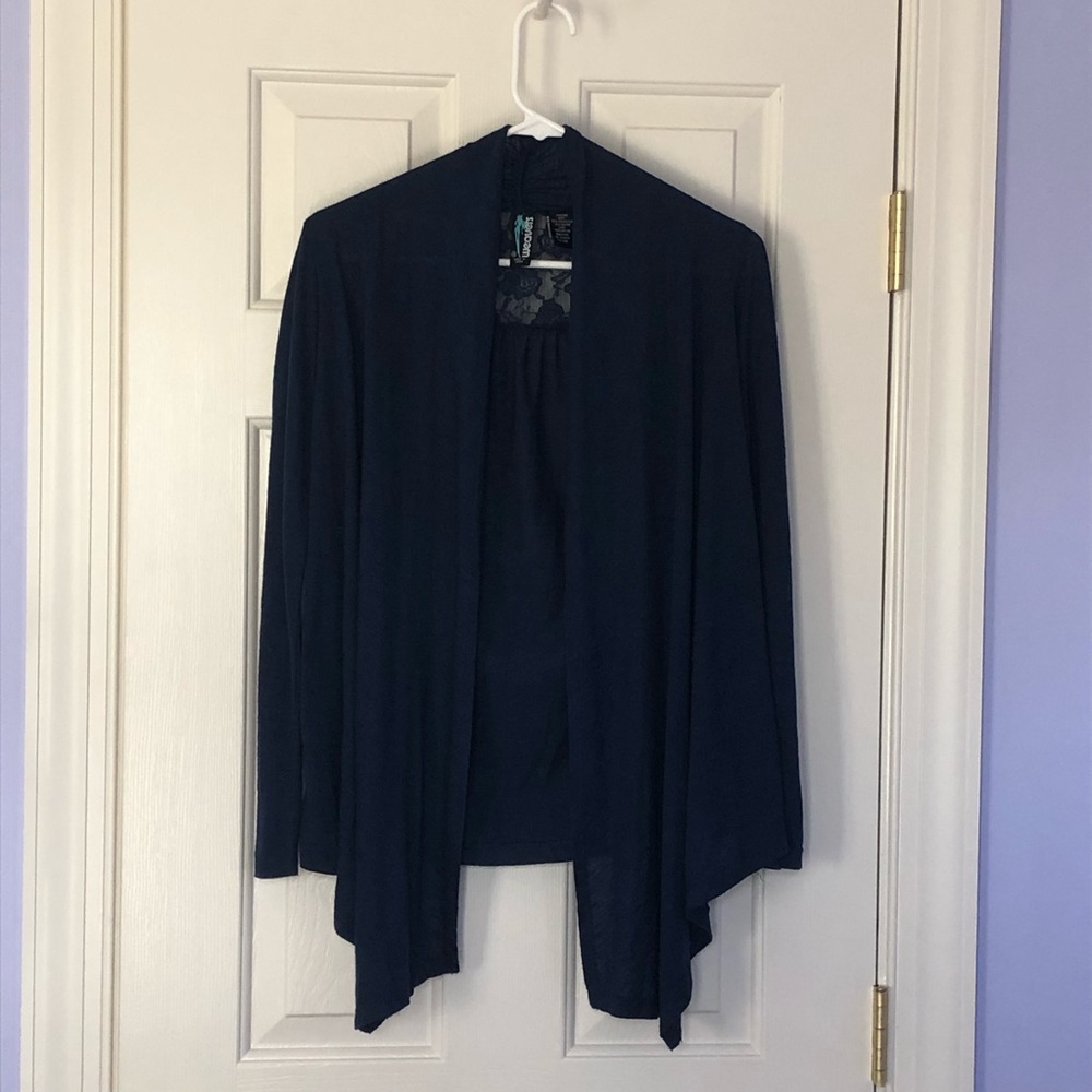 Weavers Lace Back Cardigan in indigo